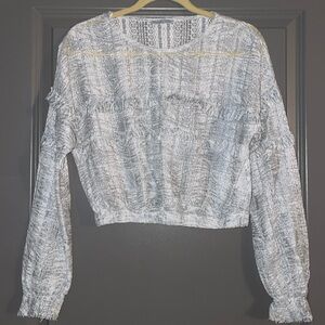 ZARA Grey and white lace crop top